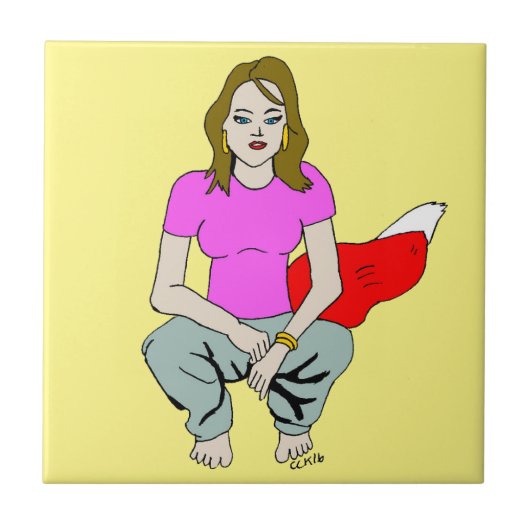 Foxy Girl Keramik Fliese (Vorderseite)