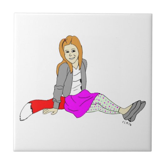 Foxy Girl Keramik Fliese (Vorderseite)