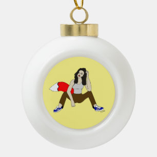 Foxy Girl Keramik Kugel-Ornament