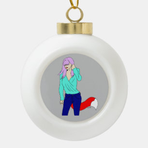 Foxy Girl Keramik Kugel-Ornament