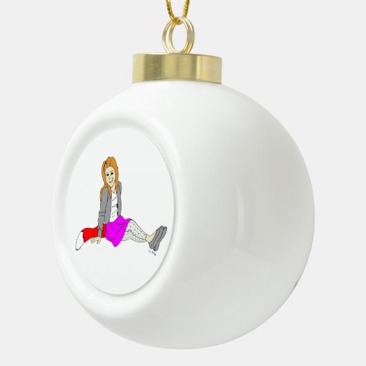 Foxy Girl Keramik Kugel-Ornament (Rechts)