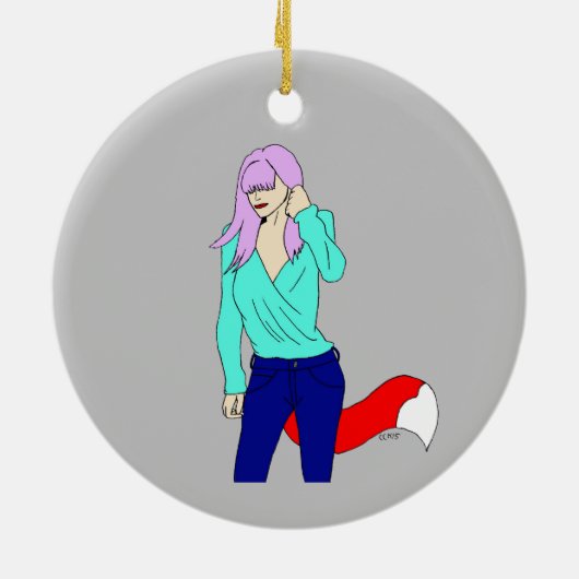 Foxy Girl Keramik Ornament (Hinten)