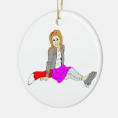 Foxy Girl Keramik Ornament (Links)