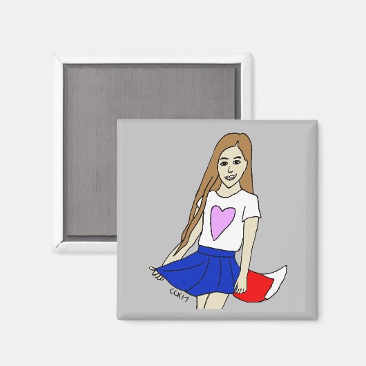 Foxy Girl Magnet (Vorderseite/Rückseite)