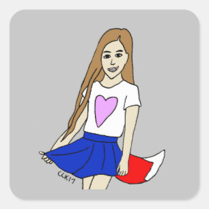 Foxy Girl Quadratischer Aufkleber