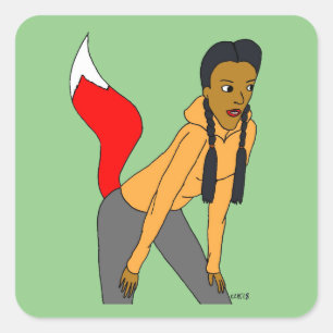 Foxy Girl Quadratischer Aufkleber