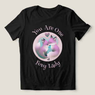 Foxy Lady Fox Couple Kissing Valentines Black Tri-Blend Shirt