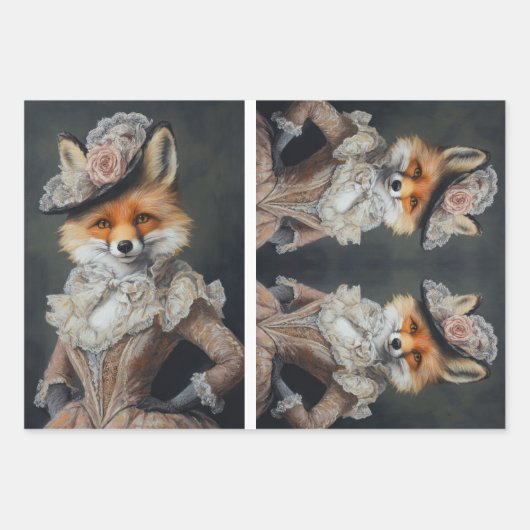 Foxy Lady Fox Decoupage Paper Geschenkpapier Set (Vorderseite 3)