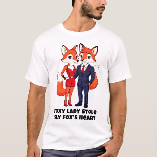 Foxy Lady Stole Sly Fox's Heart Valentine Unisex T-Shirt (Vorderseite)