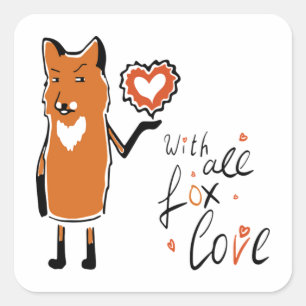 Foxy-Liebe Quadratischer Aufkleber