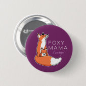 Foxy Mutter roter Fox mit dem Welpen, Button (Vorne & Hinten)