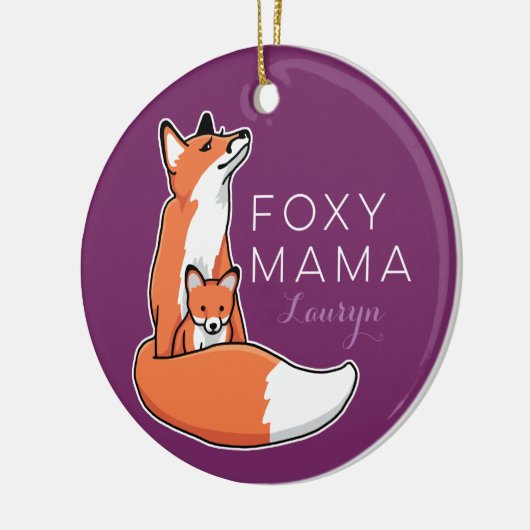 Foxy Mutter roter Fox mit dem Welpen, Keramikornament (Links)