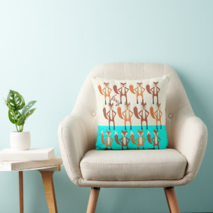 Foxy Neon Aqua Monogramm Kissen mit stilisiertem F