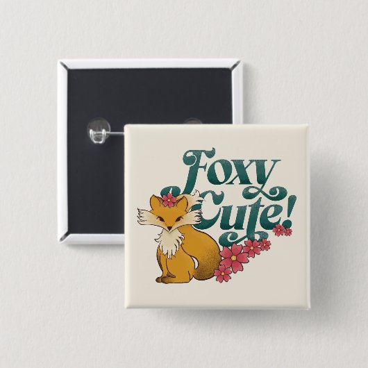 Foxy Niedlich mit Blume Button (Vorne & Hinten)