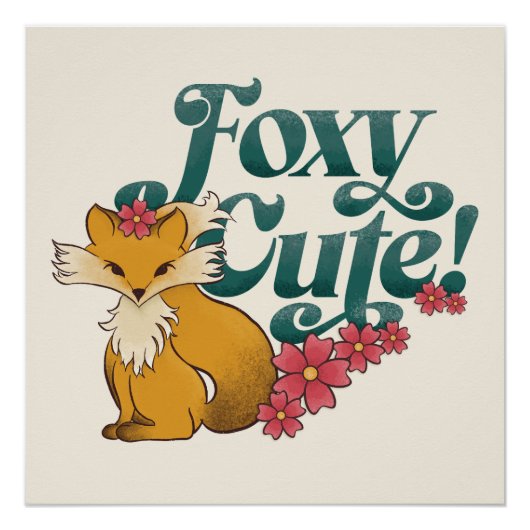 Foxy Niedlich mit Blume Poster (Vorderseite)