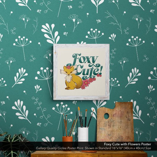 Foxy Niedlich mit Blume Poster