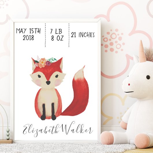 Foxy Personalisiert Kinderzimmer Wall Art Poster