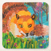 Foxy Rechteckiger Pappuntersetzer (Vorderseite)