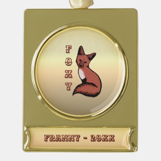 Foxy Red Fox Gold Name und Jahr Banner-Ornament Gold (Vorderseite)