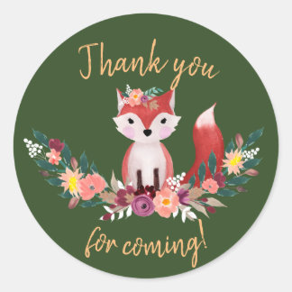Foxy Round Birthday Sticker