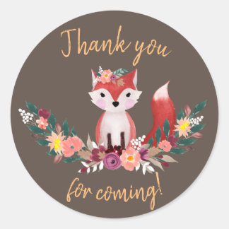 Foxy Round Birthday Sticker