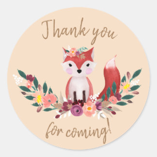Foxy Round Birthday Sticker