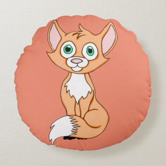 Foxy Roxy Round Throw Pillow Rundes Kissen (Vorderseite)