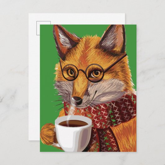 Foxy Tea Time Postkarte (Vorne/Hinten)