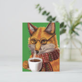 Foxy Tea Time Postkarte (Stehend Vorderseite)