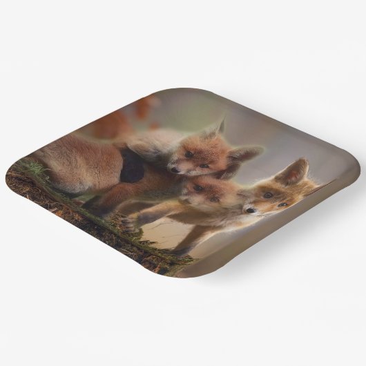 Foxy-Triplets Pappteller (Gewinkelt)