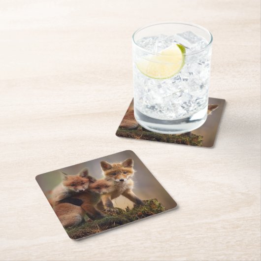 Foxy-Triplets Rechteckiger Pappuntersetzer (Vor Ort)