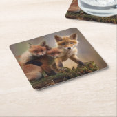 Foxy-Triplets Rechteckiger Pappuntersetzer (angewinkelt)