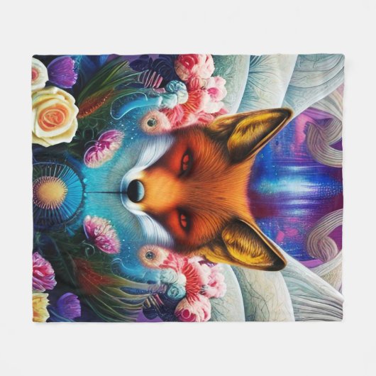 Foxy und Floral Fleecedecke (Vorderseite (Horizontal))
