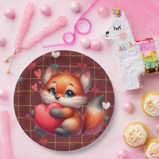 Foxy Valentine Pappteller (Party)