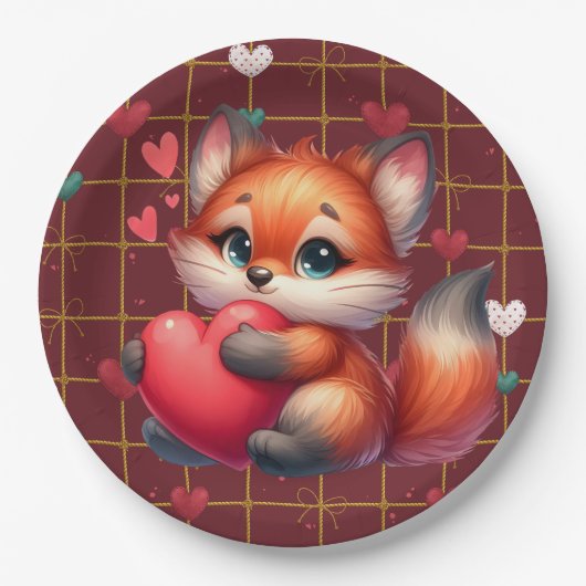 Foxy Valentine Pappteller (Vorderseite)