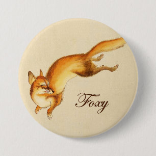 "Foxy" - Vintage japanische Skizze eines Fuchses Button