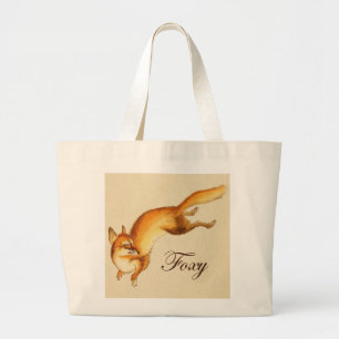 "Foxy" - Vintage japanische Skizze eines Fuchses Jumbo Stoffbeutel