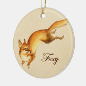 "Foxy" - Vintage japanische Skizze eines Fuchses Keramikornament (Links)
