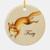 "Foxy" - Vintage japanische Skizze eines Fuchses Keramikornament (Hinten)