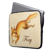 "Foxy" - Vintage japanische Skizze eines Fuchses Laptopschutzhülle (Vorderseite Links)
