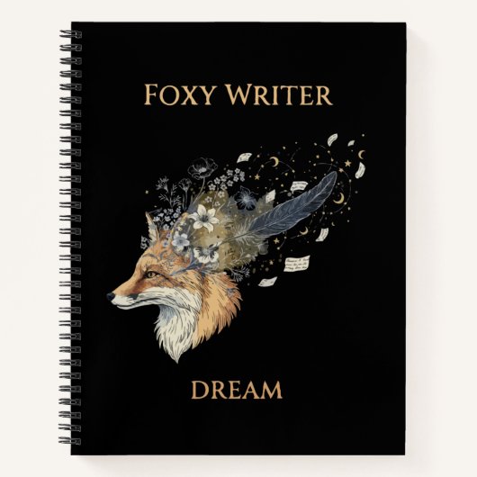Foxy Writer Celestial Dream | Whimsical Fox & Quil Notizblock (Vorderseite)