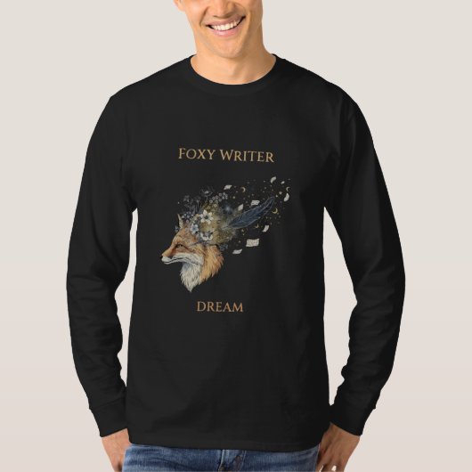 Foxy Writer Celestial Dream | Whimsical Fuchs & Qu T-Shirt (Vorderseite)