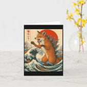 Foxzilla Fox Japanischer Kunstfreund für Männer Fr Karte (Gelbe Blume)