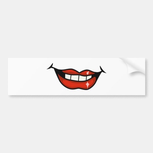 FPA0106 RED LIPS OFFEN MOUTH TEETH SMILE HAPPY AUTOAUFKLEBER (Vorne)
