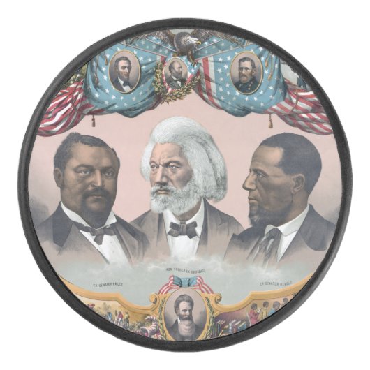 Fr3d3rick Bailey Douglass mit Black Abolitionist Eishockey Puck (Vorderseite)