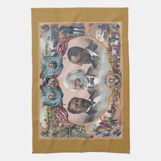 Fr3d3rick Bailey Douglass mit Black Abolitionist Geschirrtuch (Vertikal)