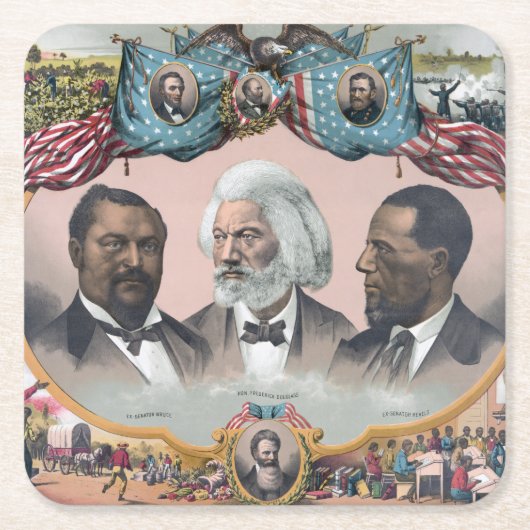 Fr3d3rick Bailey Douglass mit Black Abolitionist Rechteckiger Pappuntersetzer (Vorderseite)