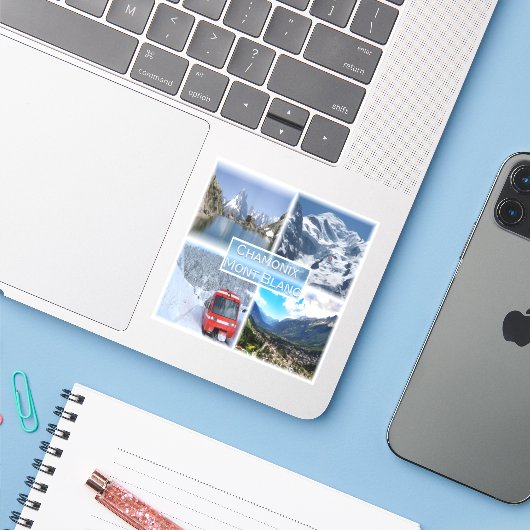 FR Chamonix - Mont Blanc - Lac Blanc des Aiguilles Aufkleber (Laptop mit iPhone)
