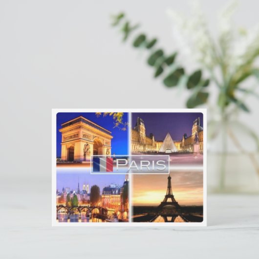 FR Frankreich - Paris - Nachts - Postkarte (Stehend Vorderseite)