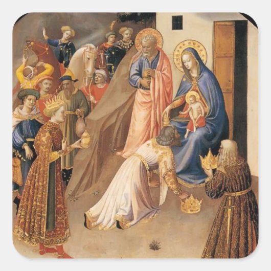 Fra Angelico - Bewunderung der Magi Quadratischer Aufkleber (Vorderseite)
